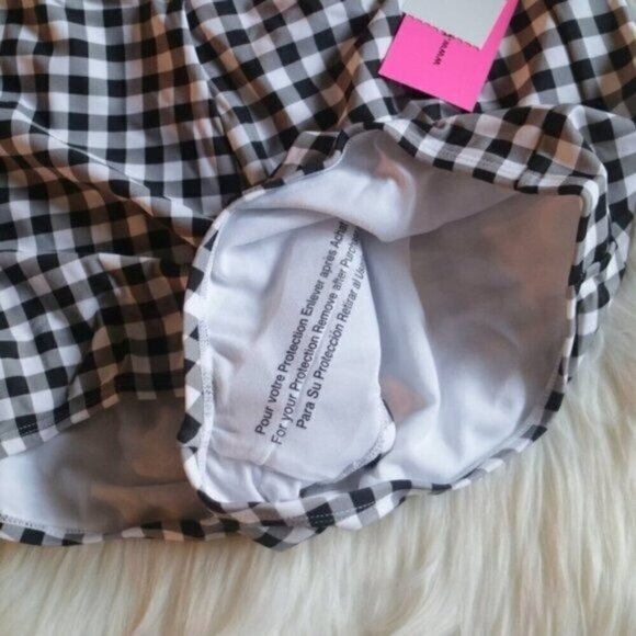NWT Betsey Johnson Black White High Waisted Boy-Short Bikini Bottoms Size Large - Picture 7 of 8